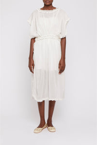 Robe drapée coupe longue - White