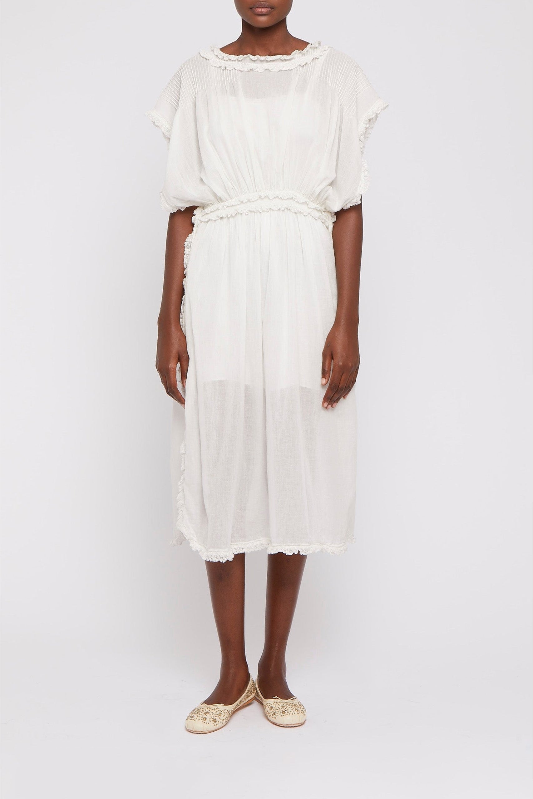 Robe drapée coupe longue - White