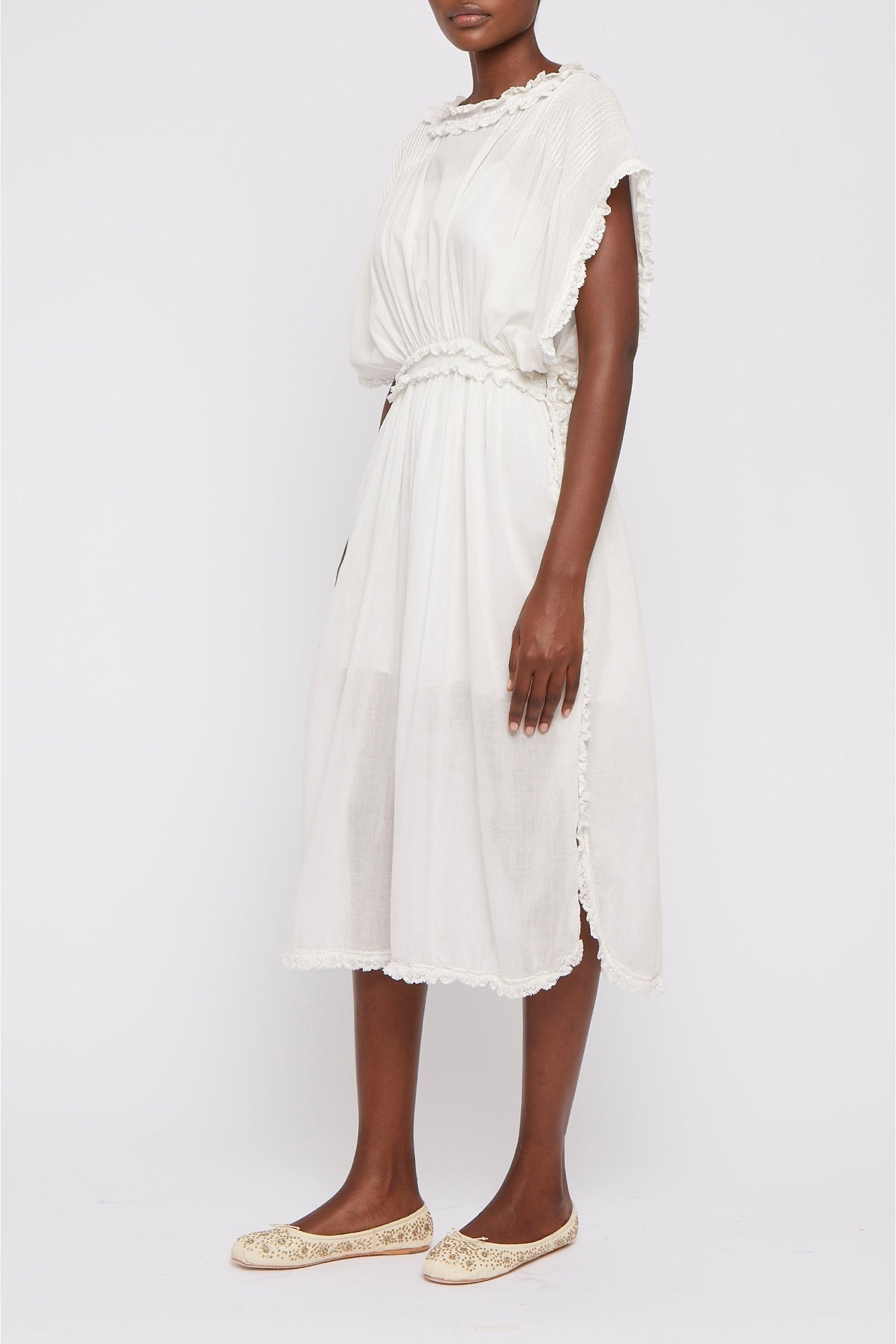 Robe drapée coupe longue - White