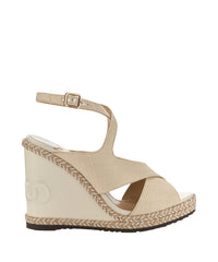 Sandales Choo à plateforme 120 en cuir et raphia - Milk