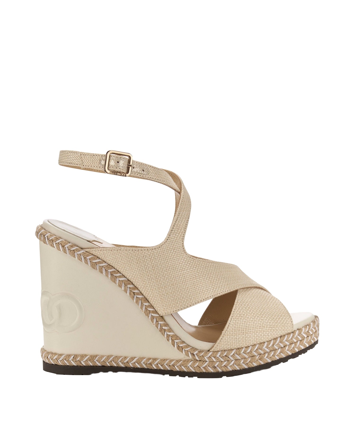 Sandales Choo à plateforme 120 en cuir et raphia - Milk