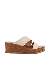 Mules Choo Wedge 65 en cuir embossé - Milk