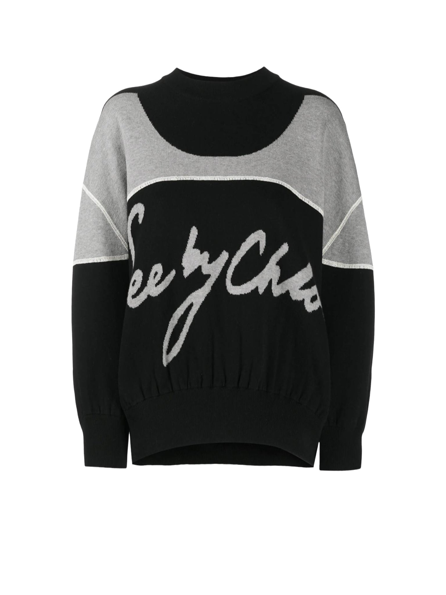 Pull en maille double face à logo - Charcoal Black