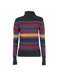 Pull col montant à rayures - Multicolor