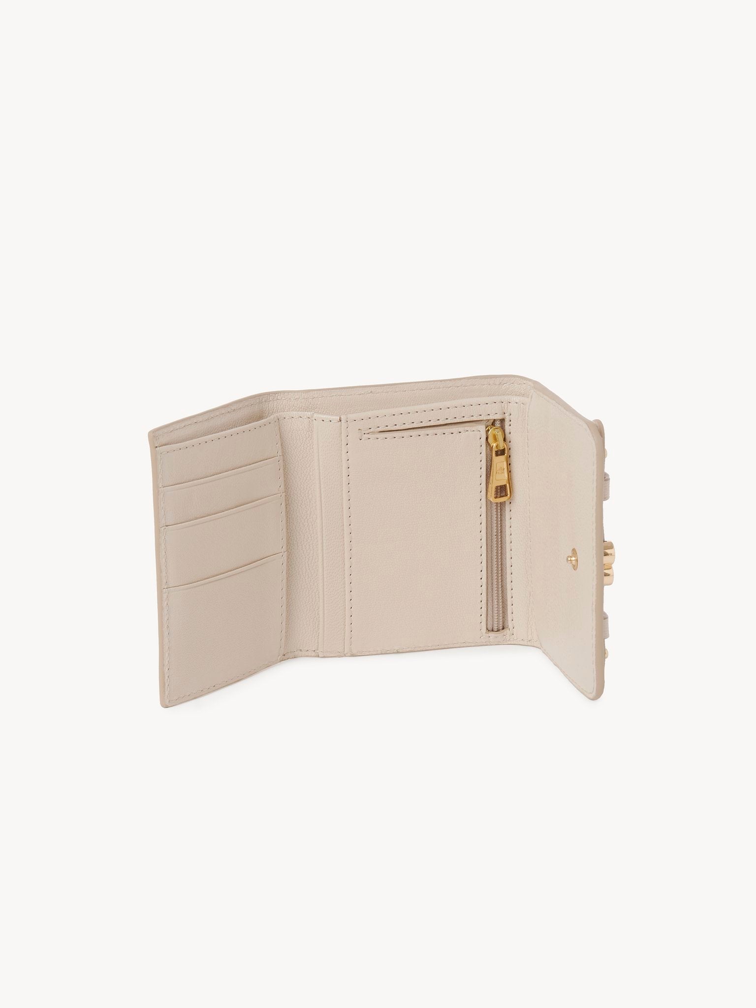 Portefeuille Compact My en cuir - Cement Beige