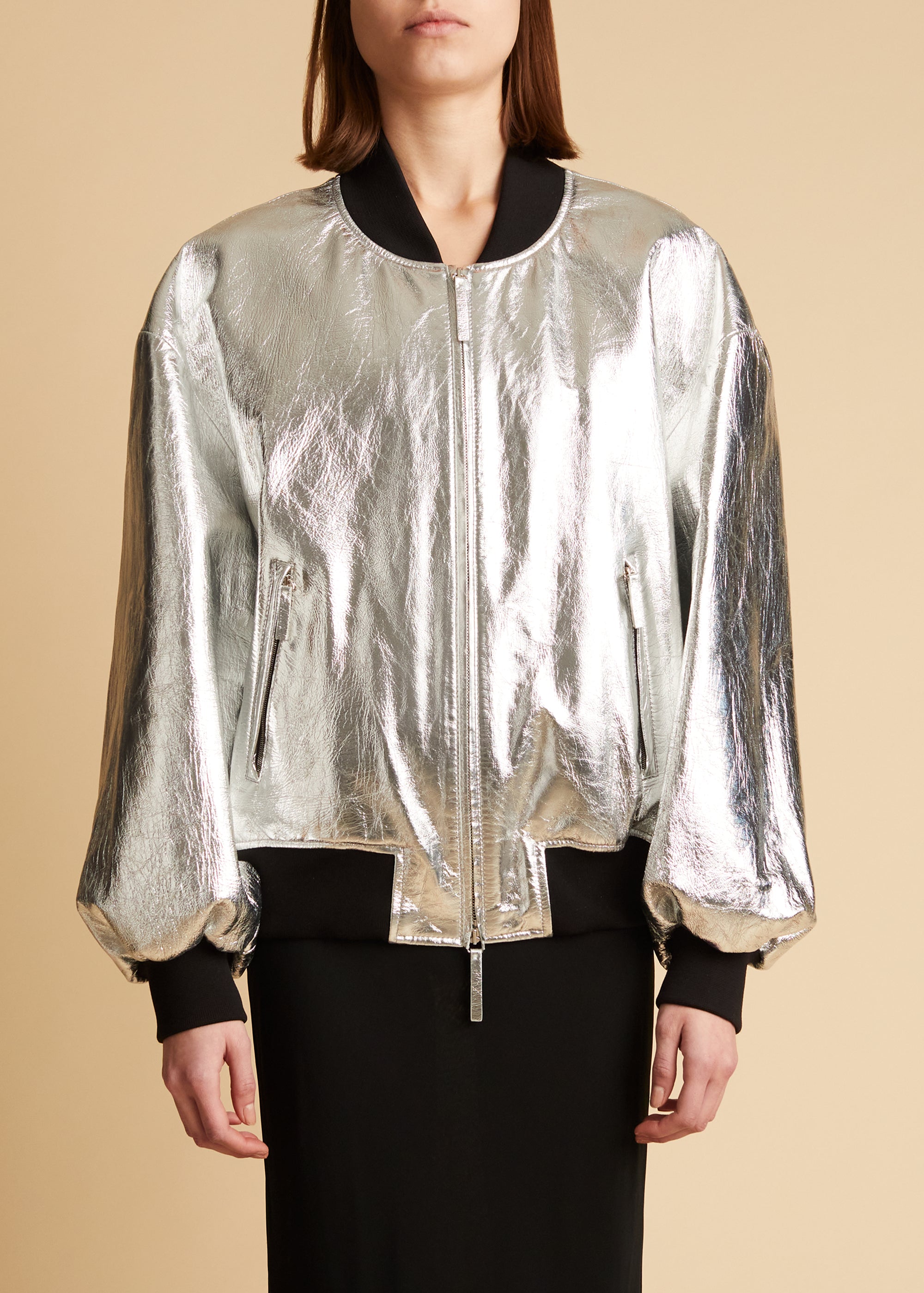 Cici jacket in leather - Silver