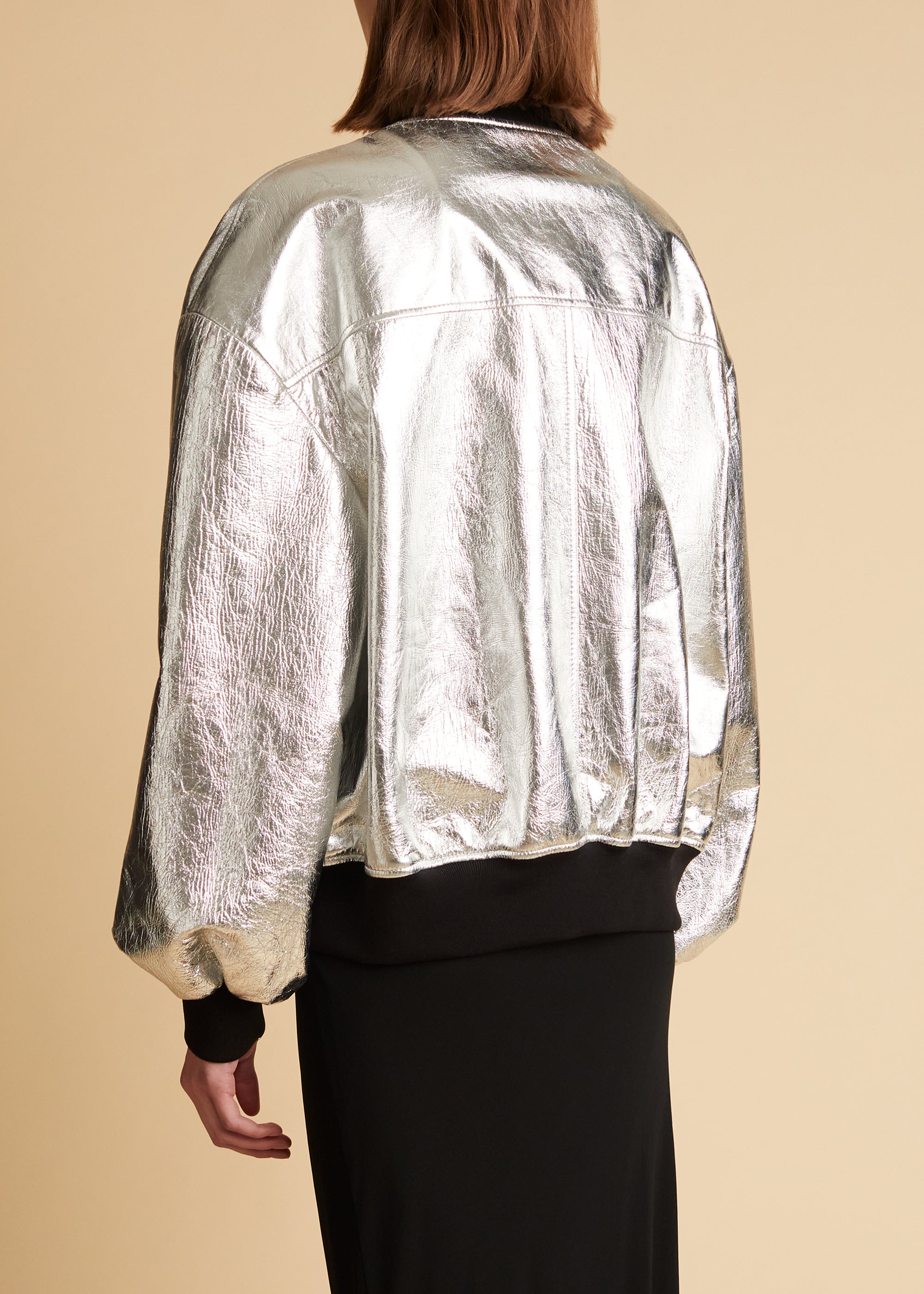 Cici jacket in leather - Silver