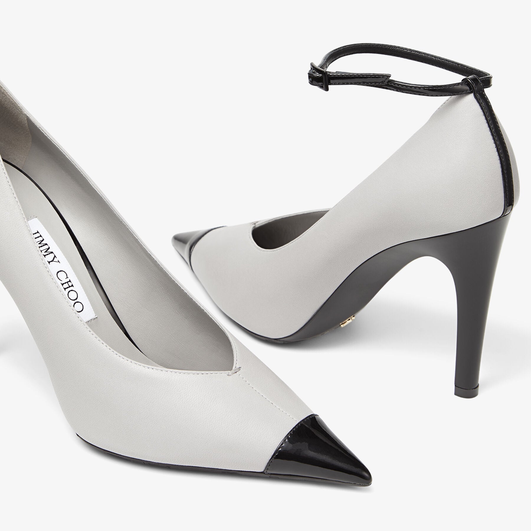 Cierra 100 pumps in leather - Marl Grey & Black