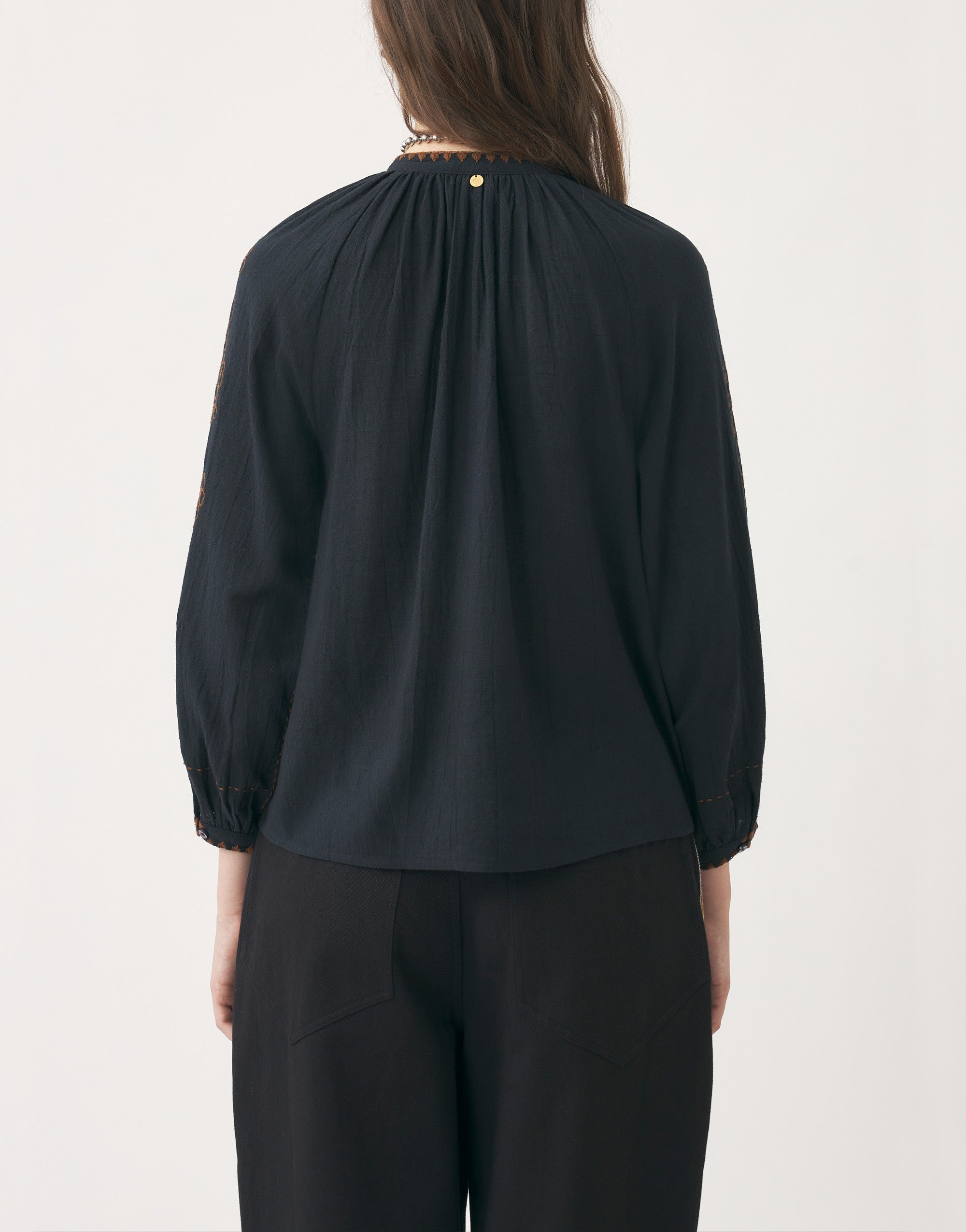 Blouse brodée Cindy - Fd Black