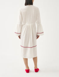 Robe brodée Cindy en lin mélangé - Cream