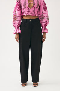 Pantalon oversize brodé Cindy - Black