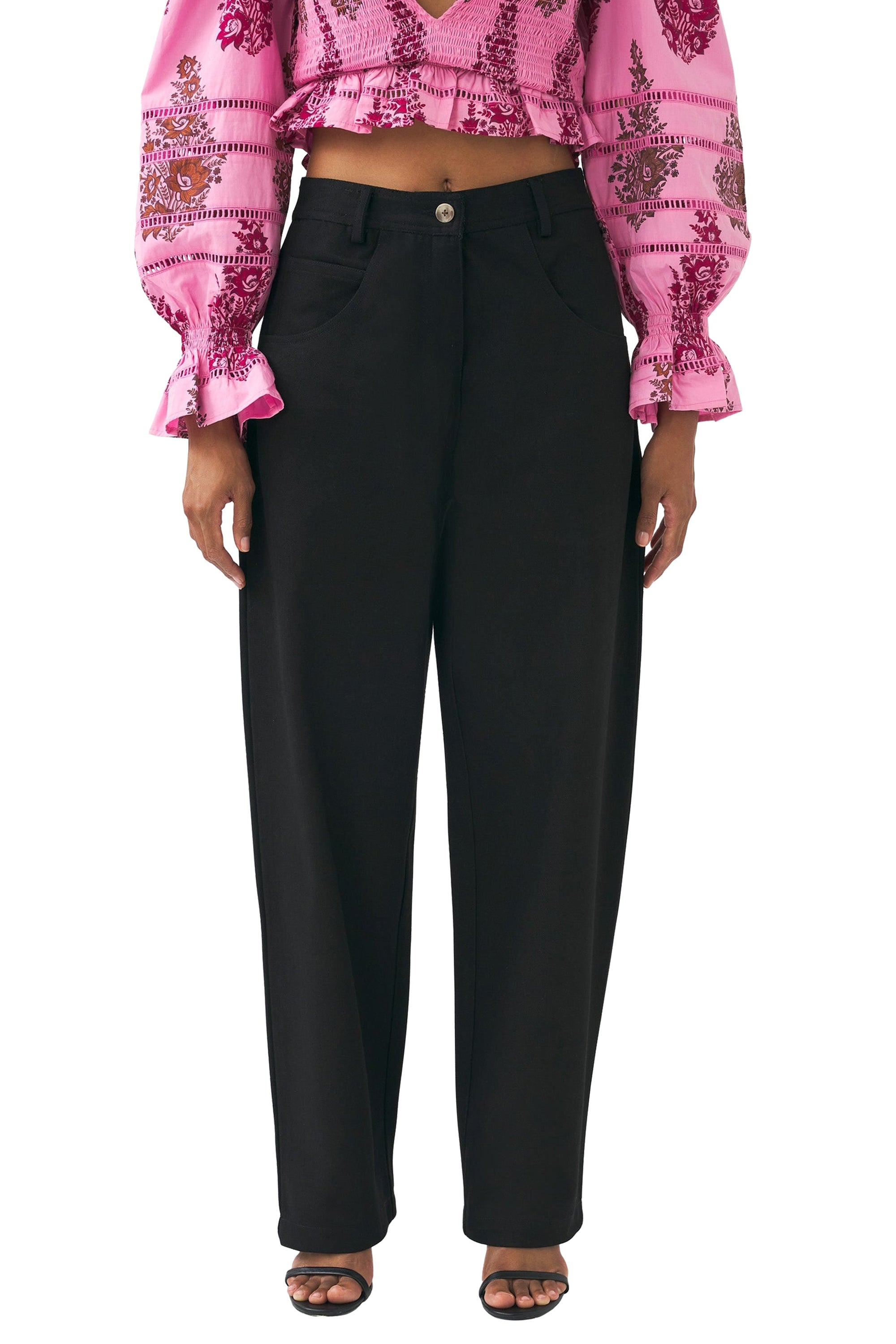 Pantalon oversize brodé Cindy - Black