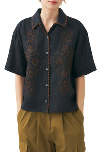 Chemise brodée Cindy - Fd Black