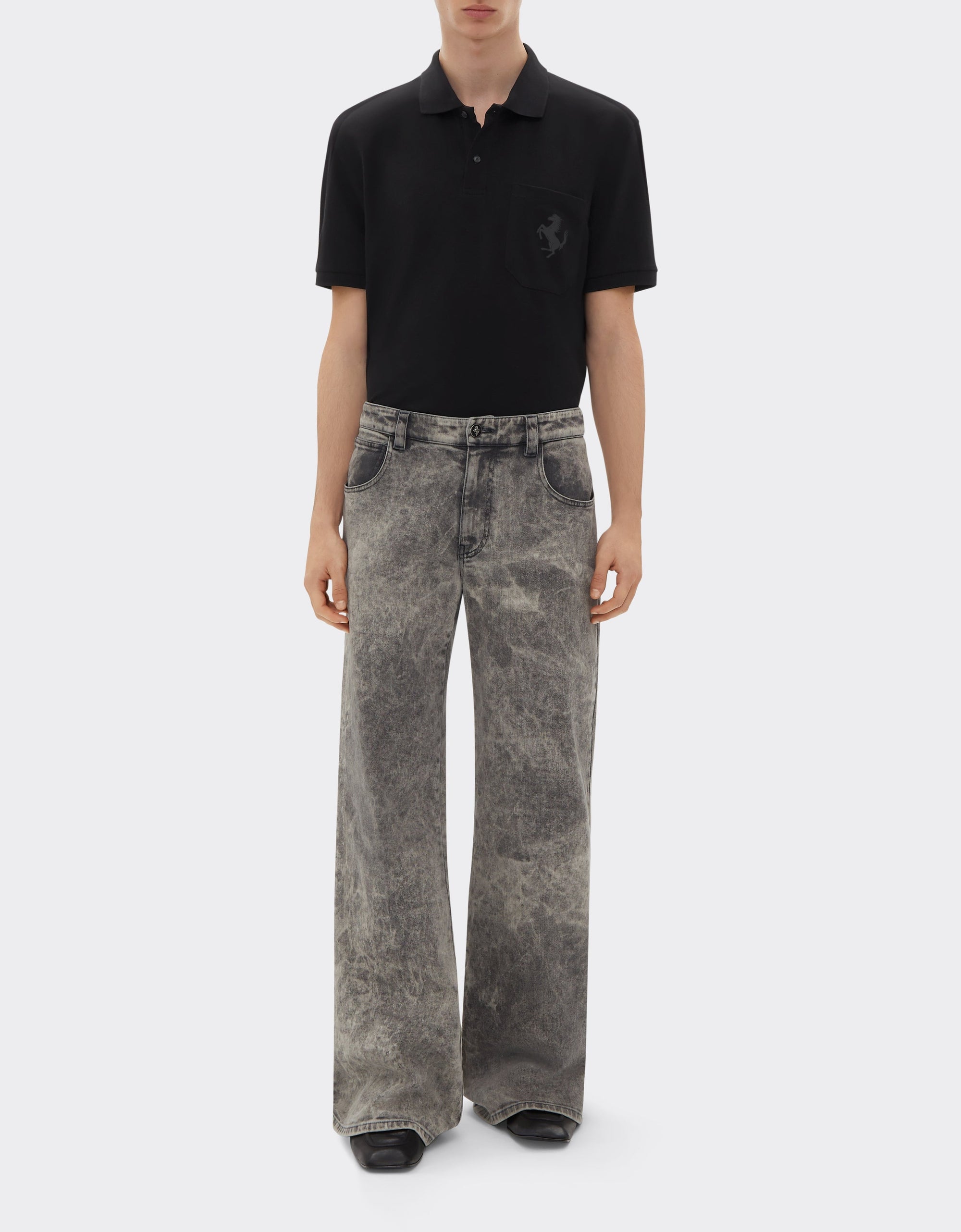 Polo shirt with Prancing Horse badge - Nero