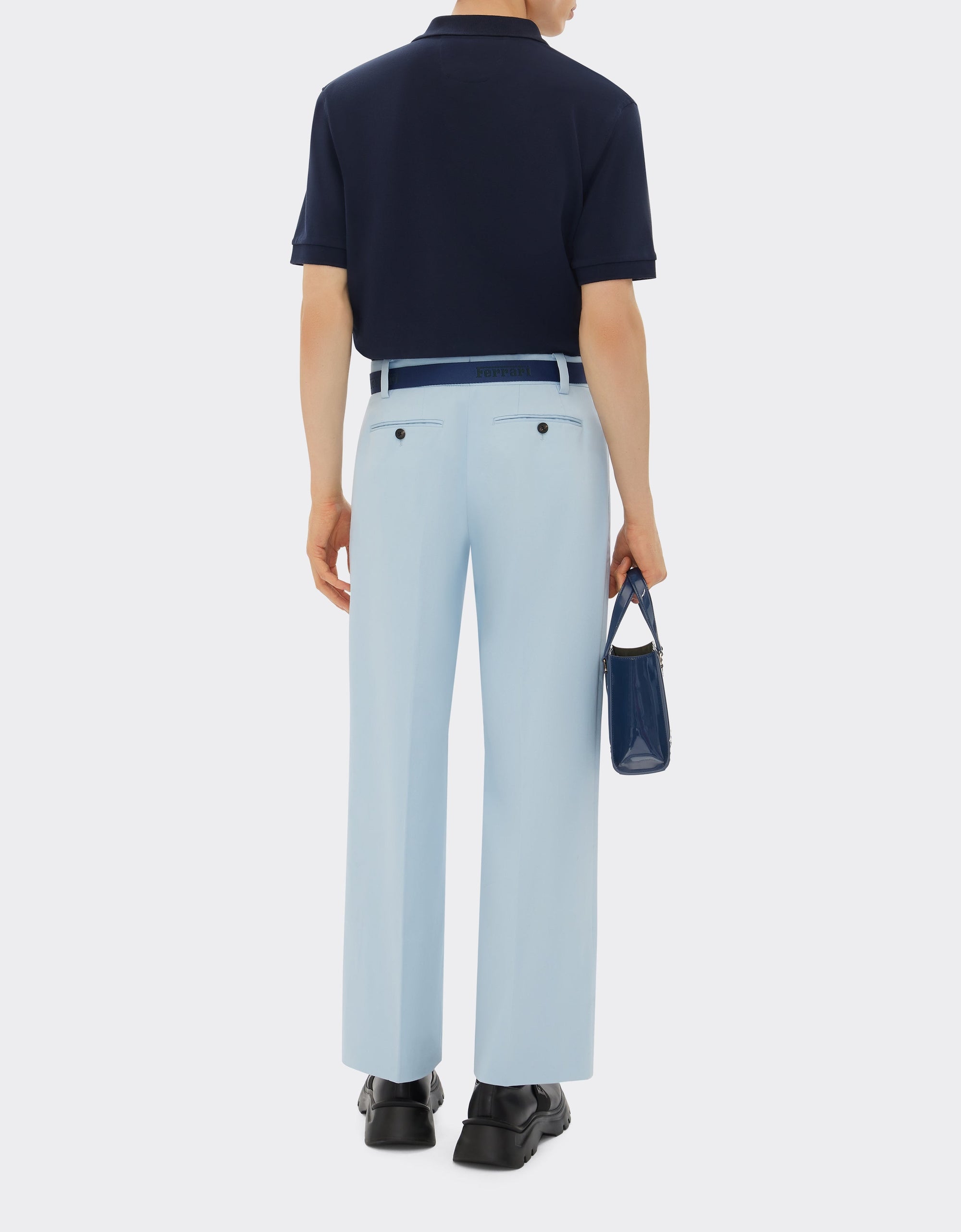 Polo shirt with Prancing Horse badge - Navy Blu
