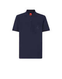 Polo shirt with Prancing Horse badge - Navy Blu