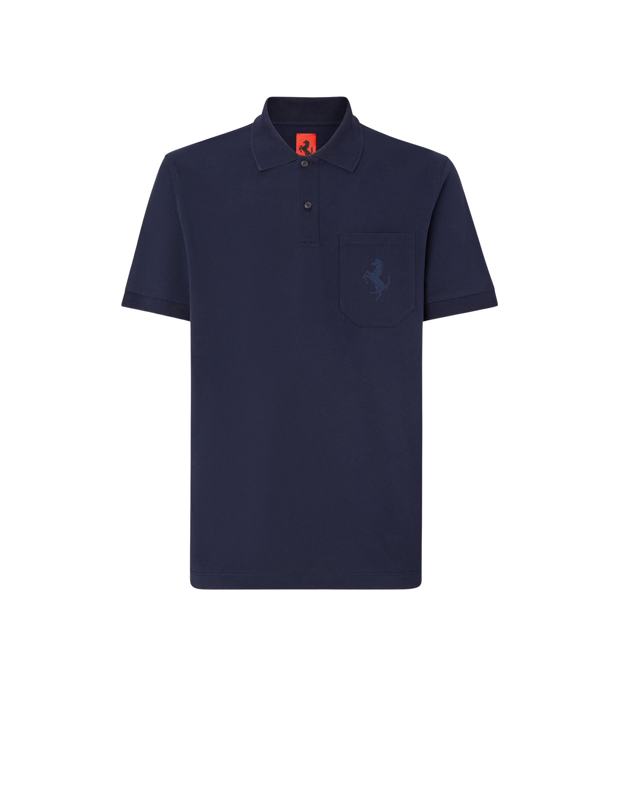 Polo shirt with Prancing Horse badge - Navy Blu
