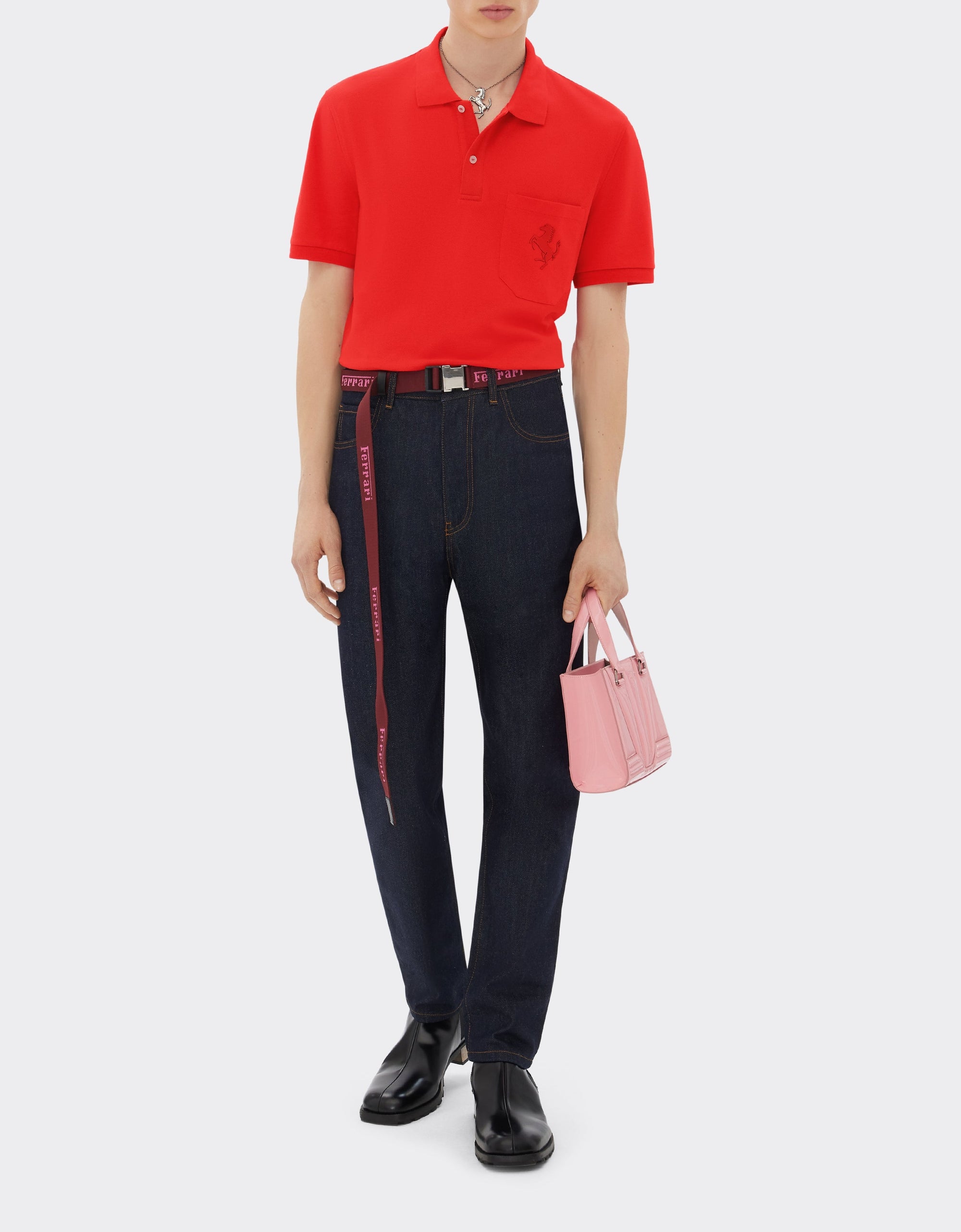 Polo shirt with Prancing Horse badge - Rosso Dino