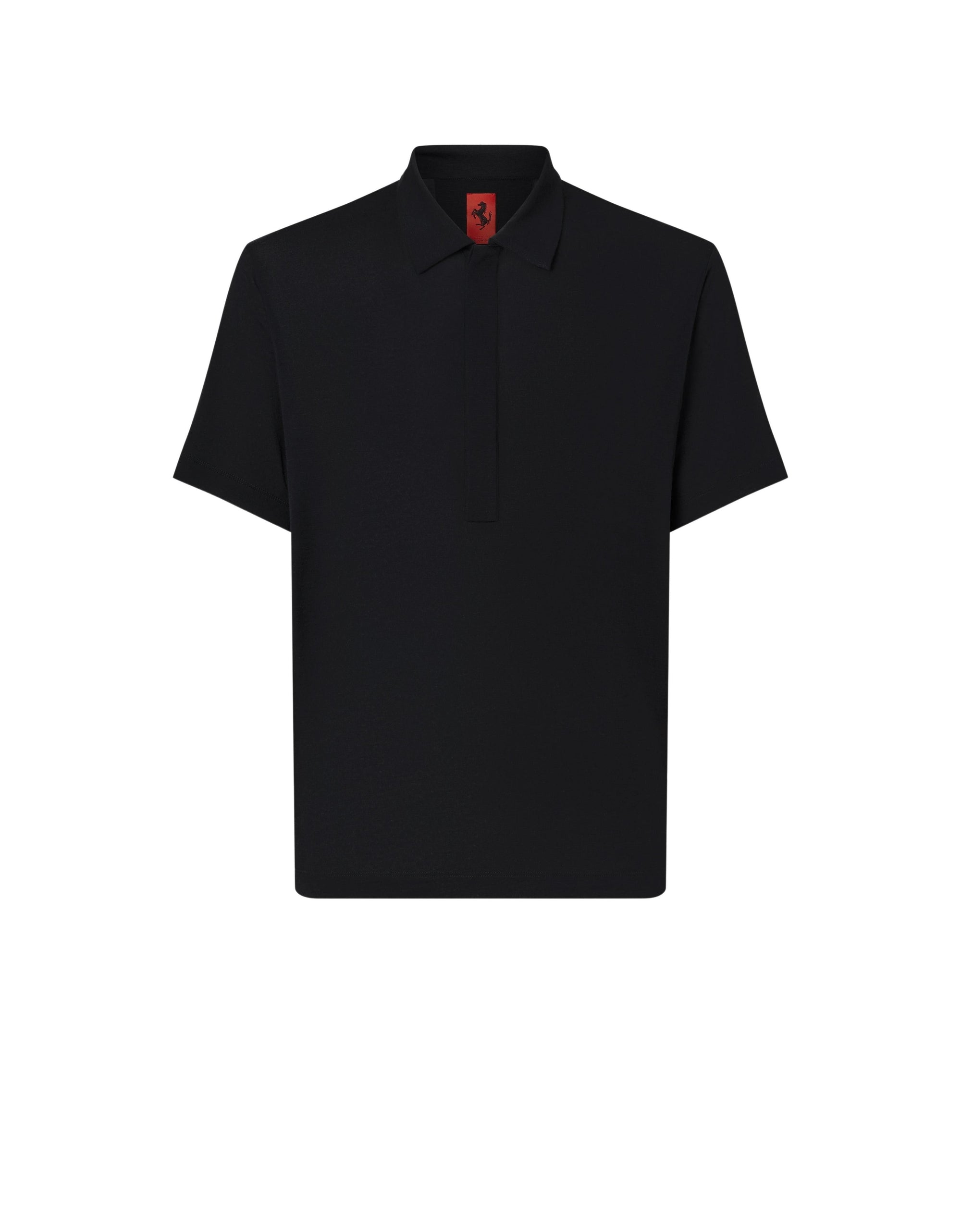 Polo boutonnière invisible tricoté - Nero