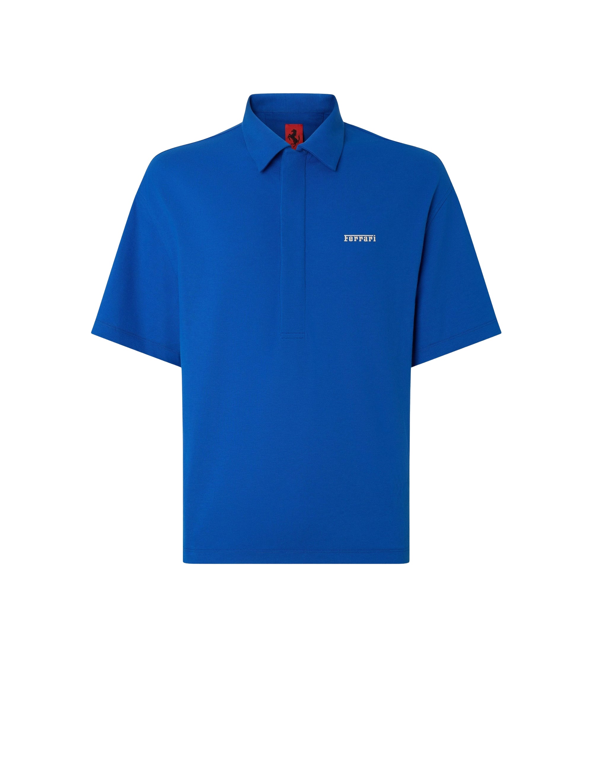 Polo boutonnière invisible avec logo Ferrari - Blu Klein