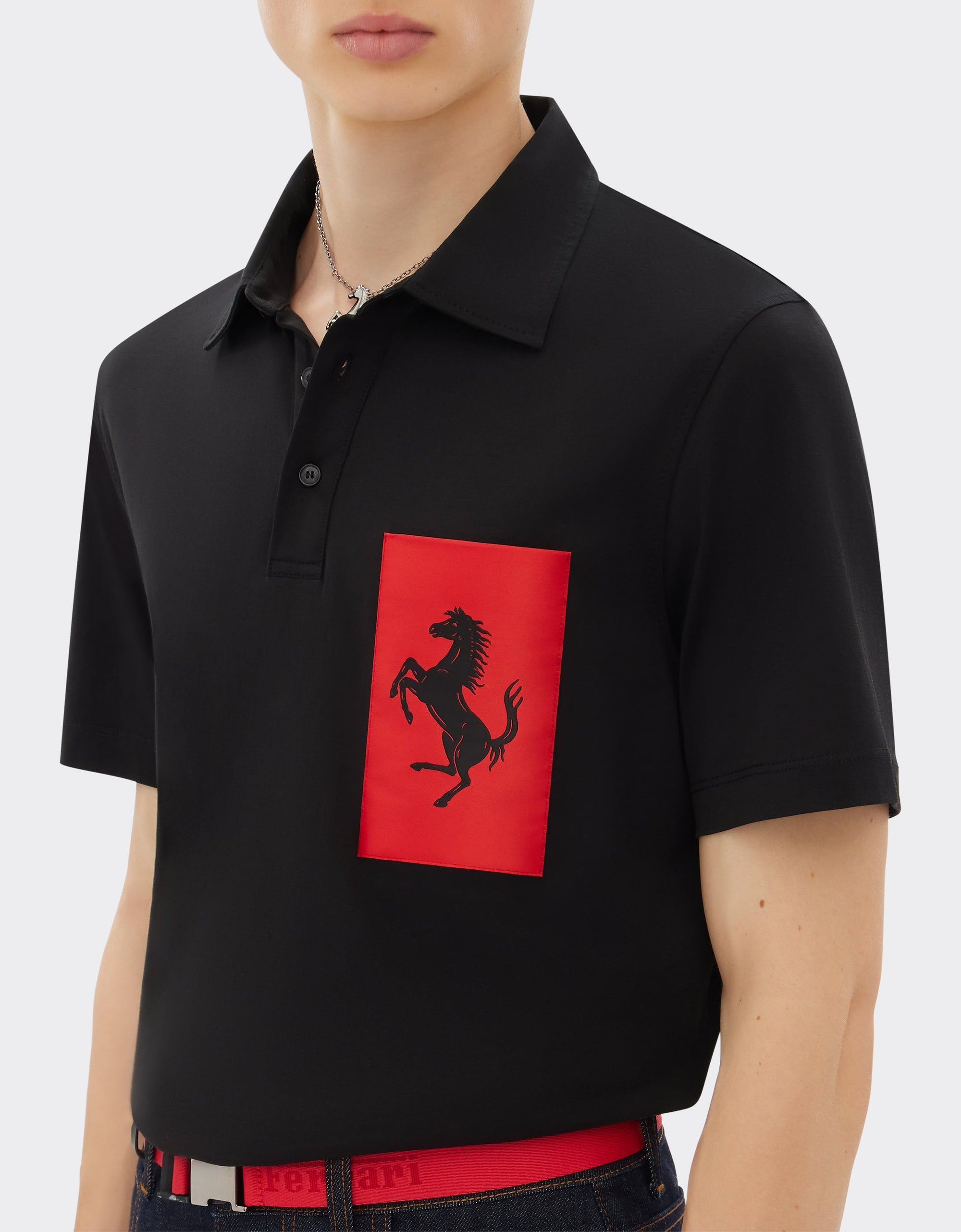 Polo avec poche Cheval cabré - Nero