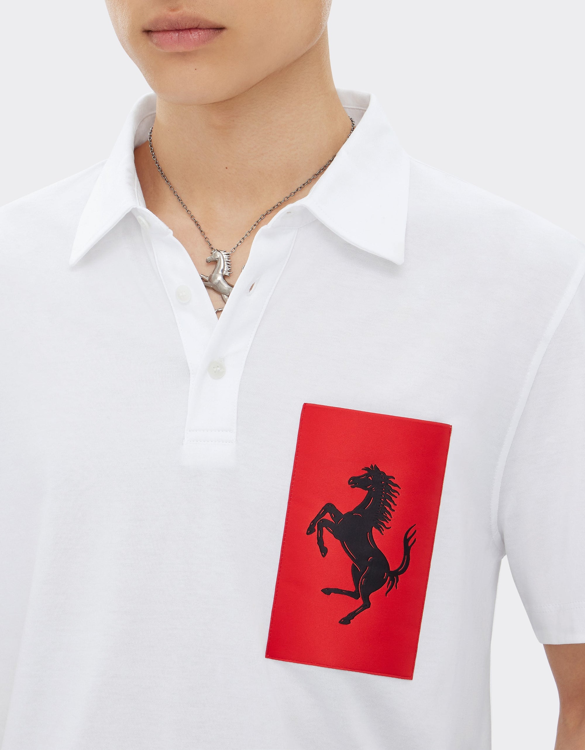 Polo avec poche Cheval cabré - Bianco