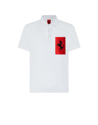 Polo avec poche Cheval cabré - Bianco