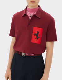 Polo avec poche Cheval cabré - Bordeaux