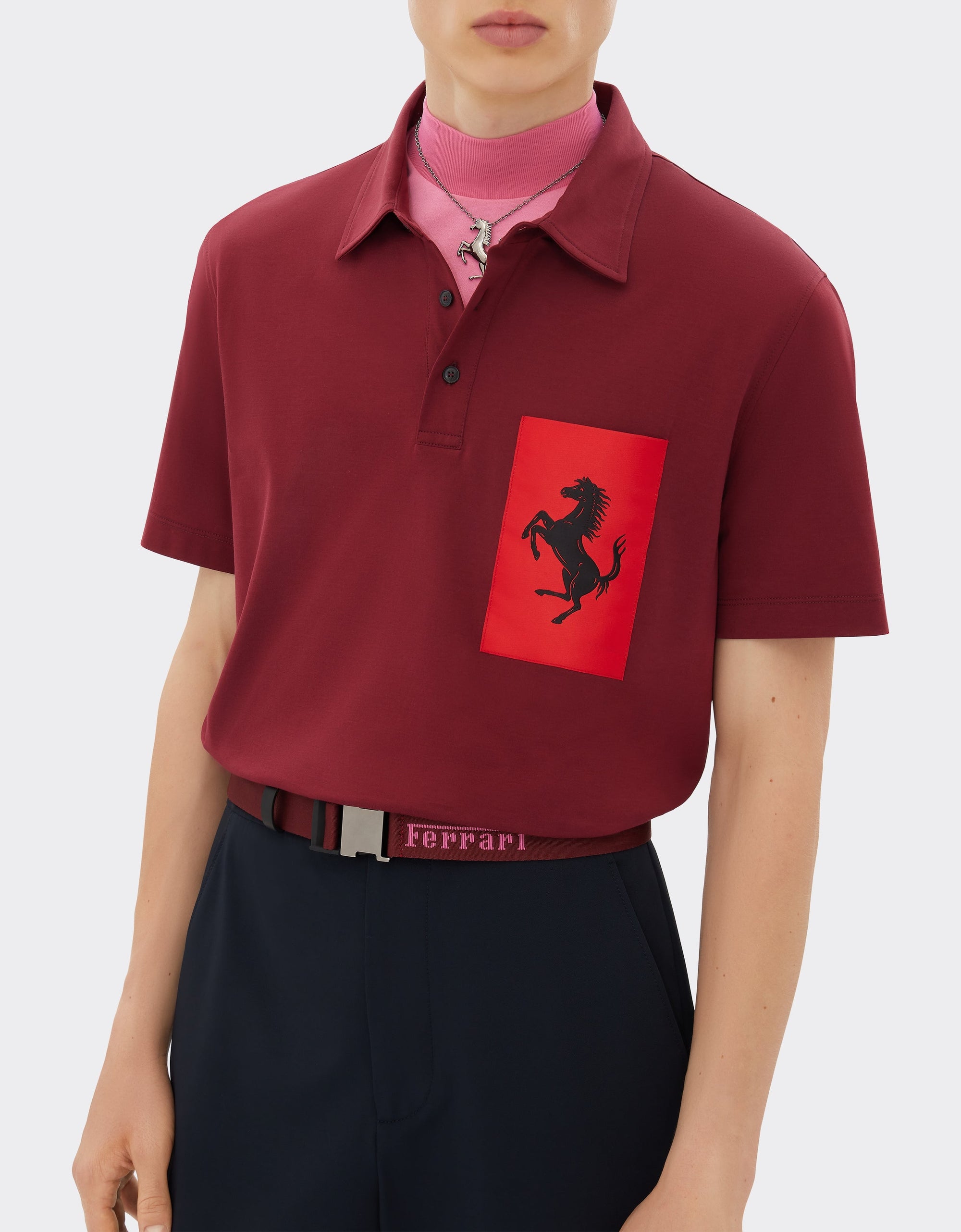 Polo avec poche Cheval cabré - Bordeaux