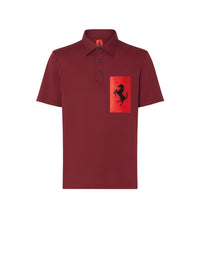 Polo avec poche Cheval cabré - Bordeaux