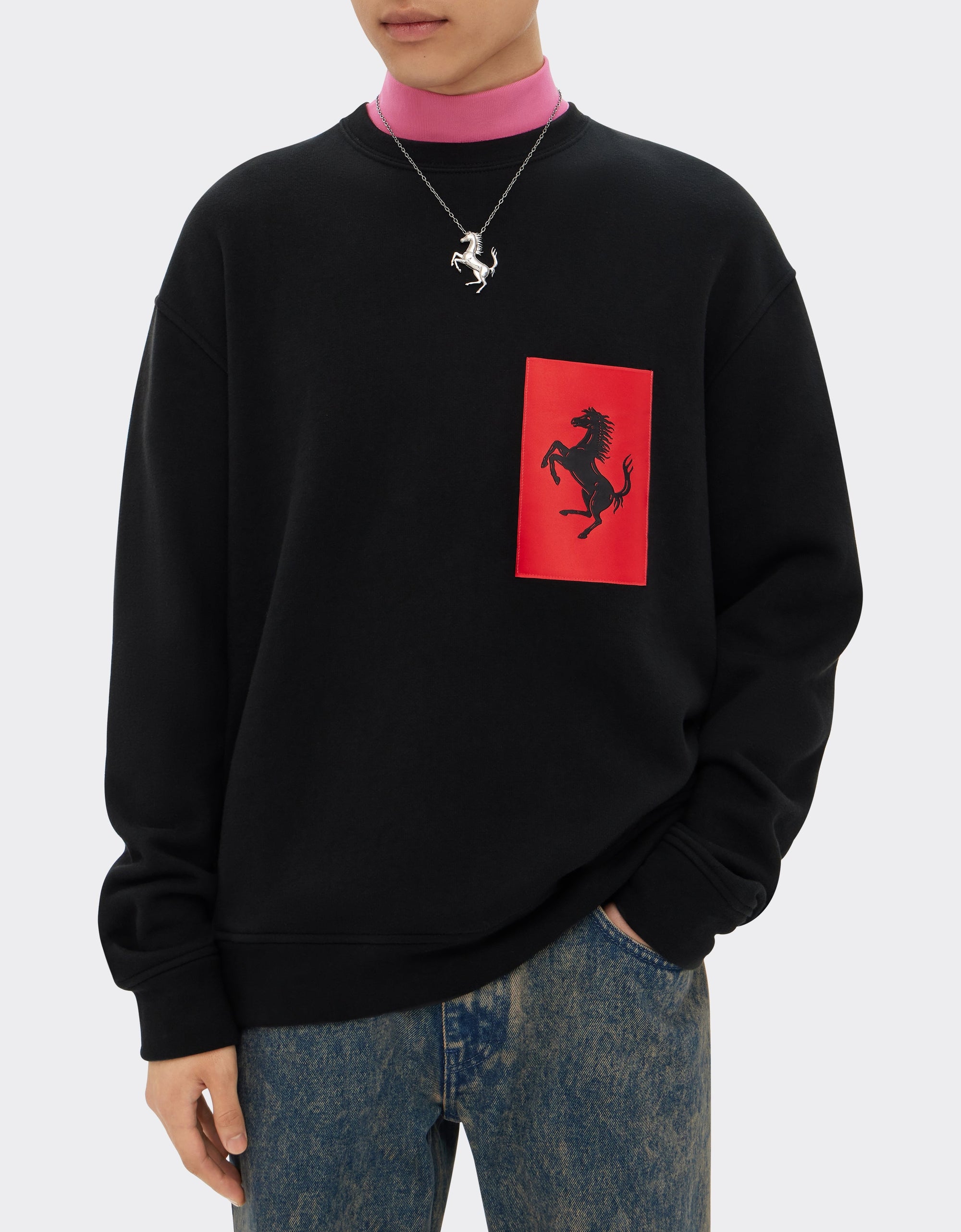 Sweat-shirt avec poche Cheval cabré - Nero