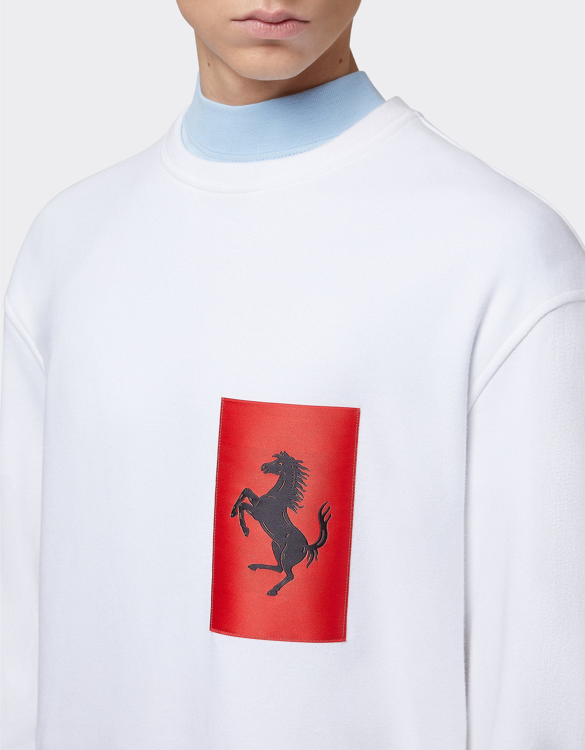 Sweat-shirt avec poche Cheval cabré - Bianco