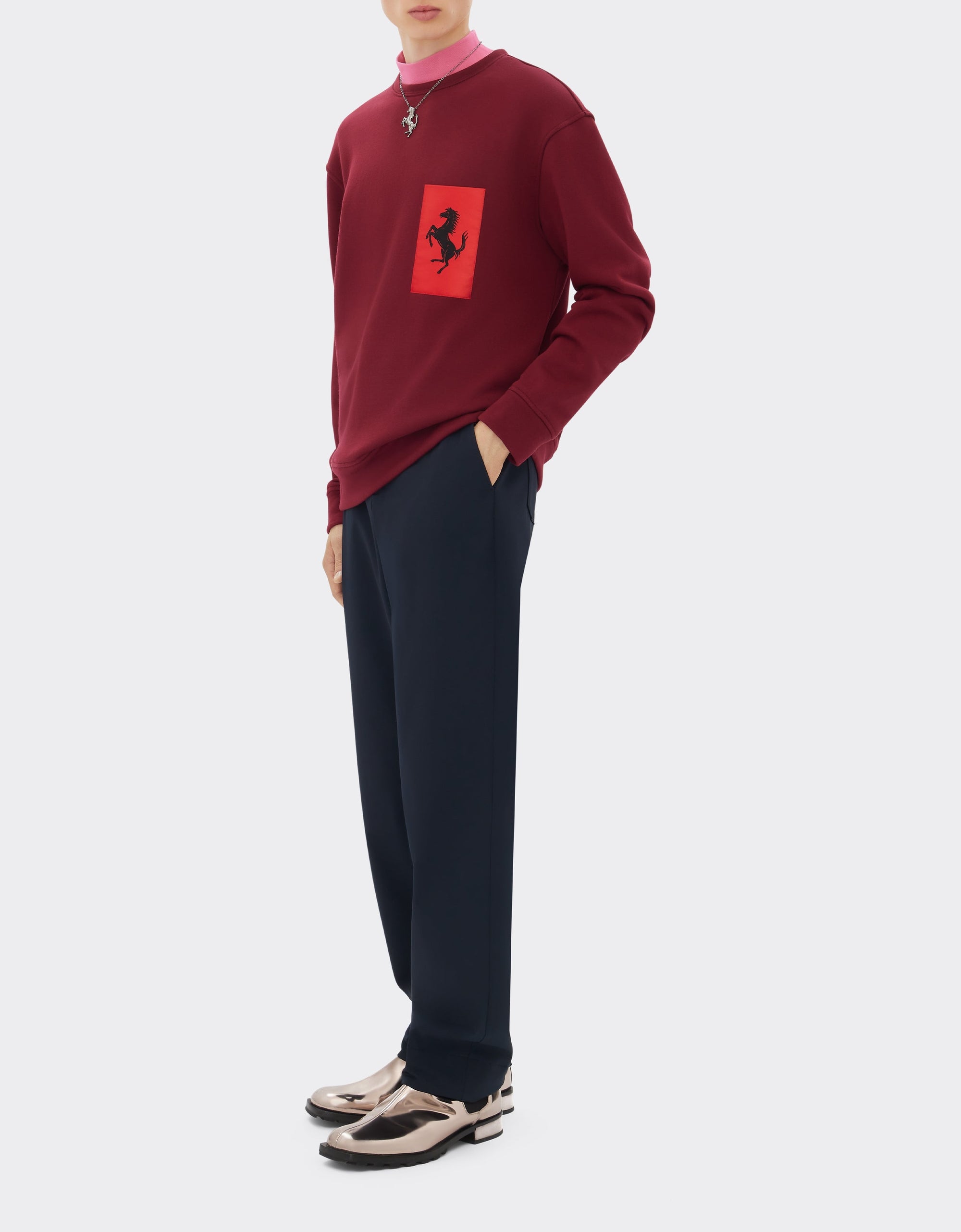 Sweatshirt with Prancing Horse pocket - Bordeaux