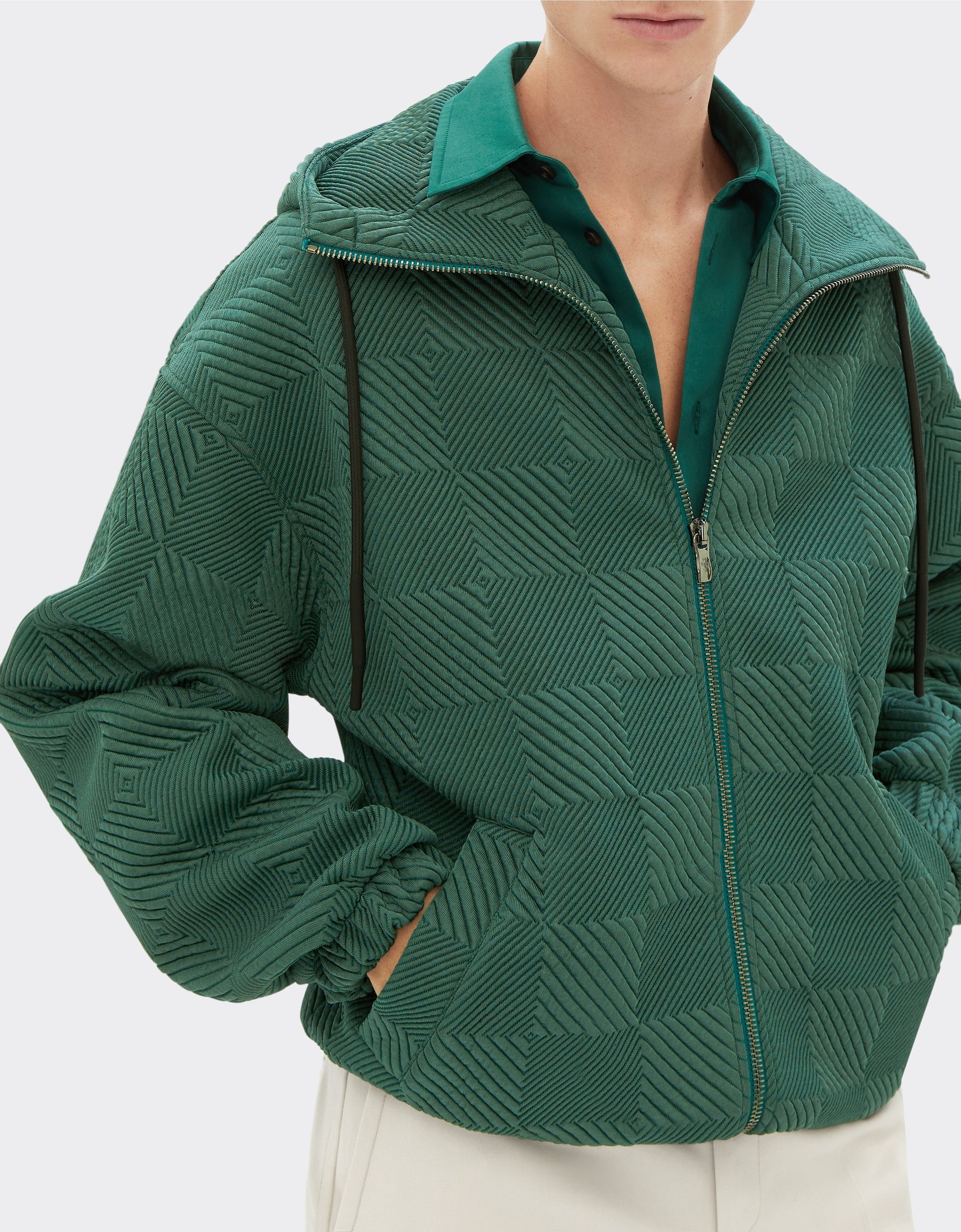 Sweat à capuche motif carreaux - Verde Ficus