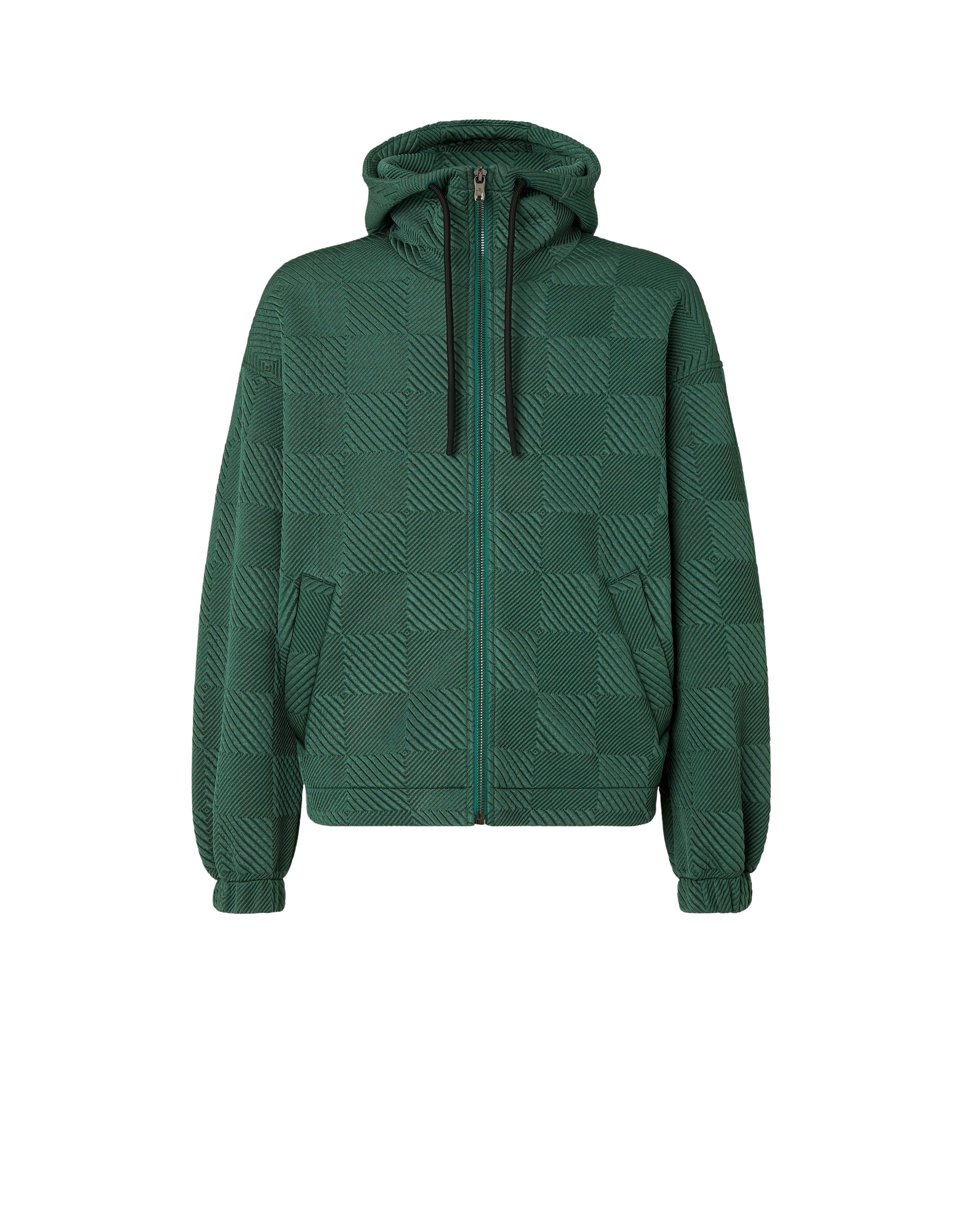 Sweat à capuche motif carreaux - Verde Ficus