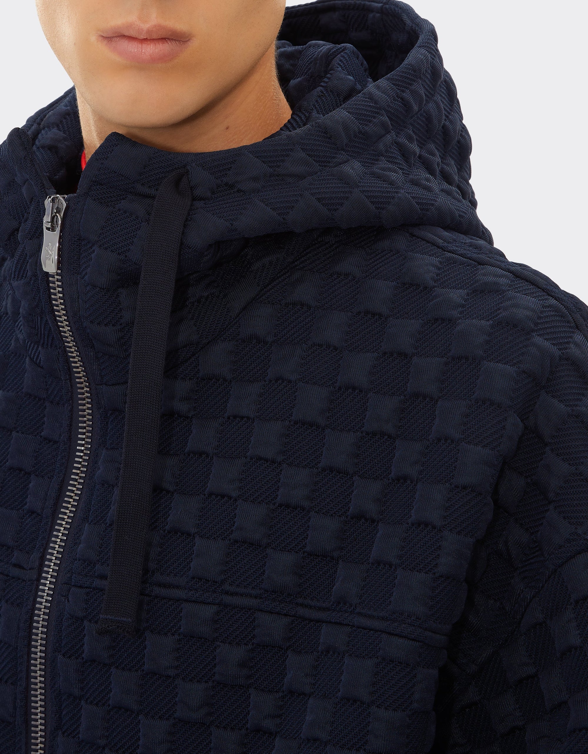 Sweat à capuche motif jacquard - Navy Blu