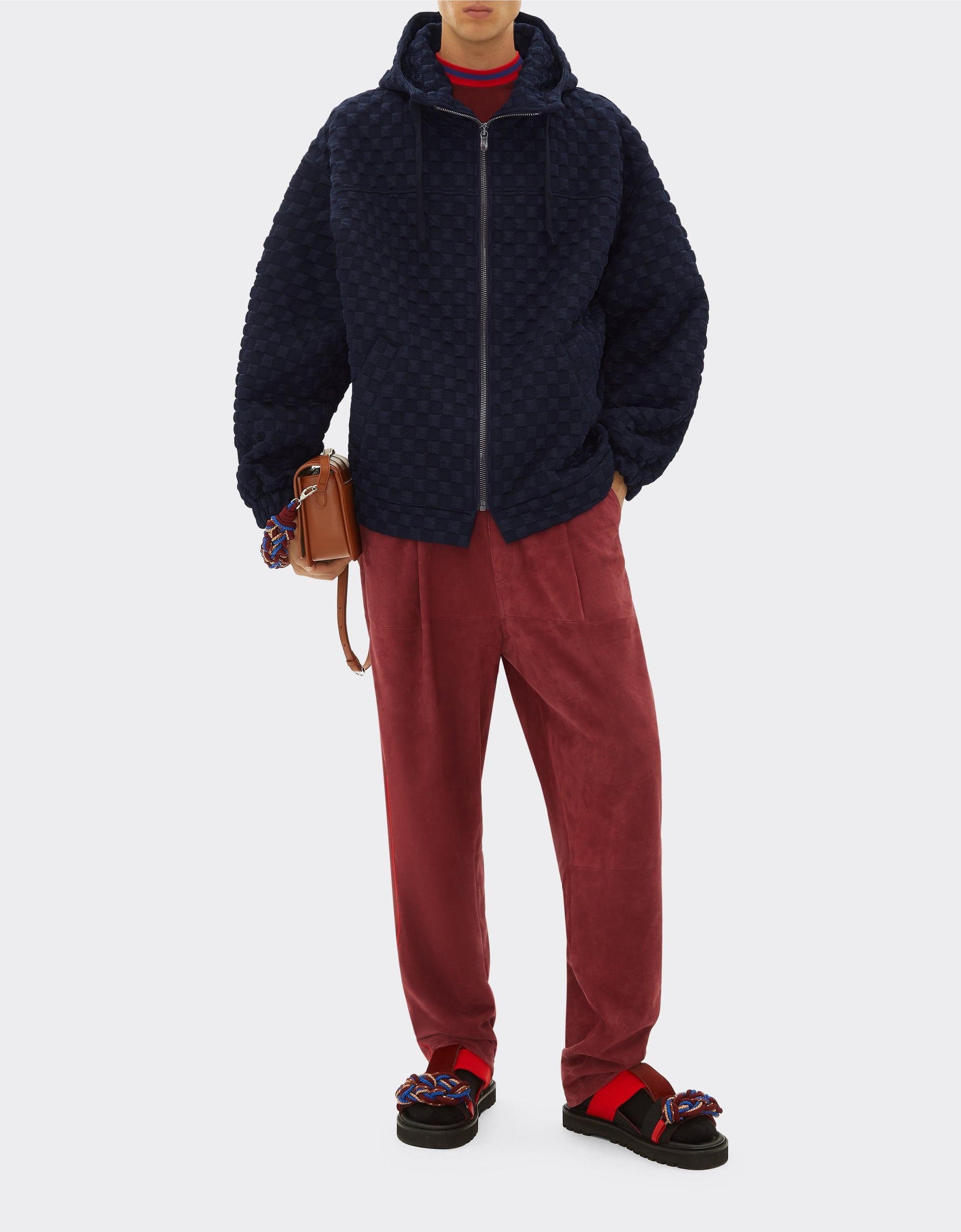 Sweat à capuche motif jacquard - Navy Blu