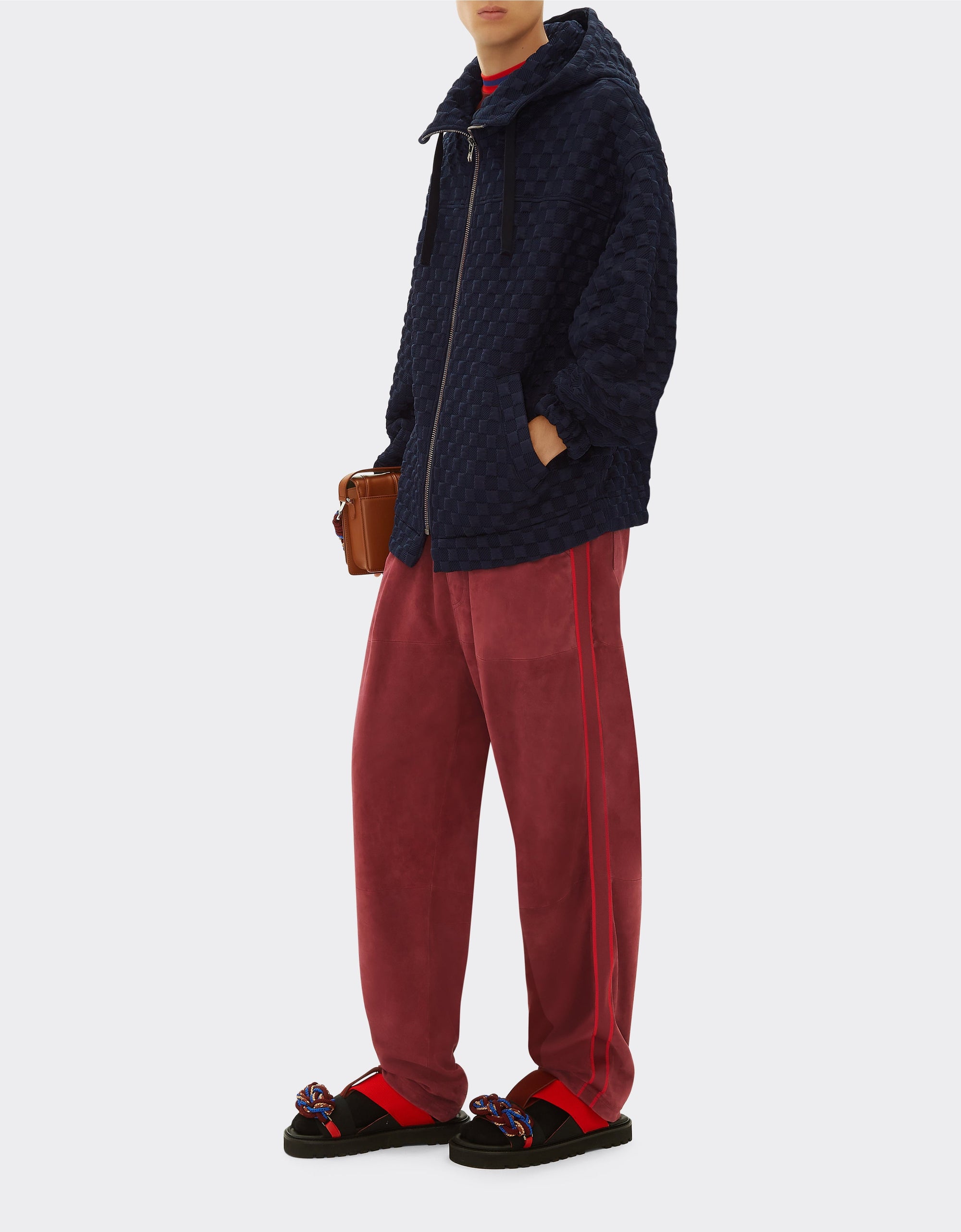 Sweat à capuche motif jacquard - Navy Blu