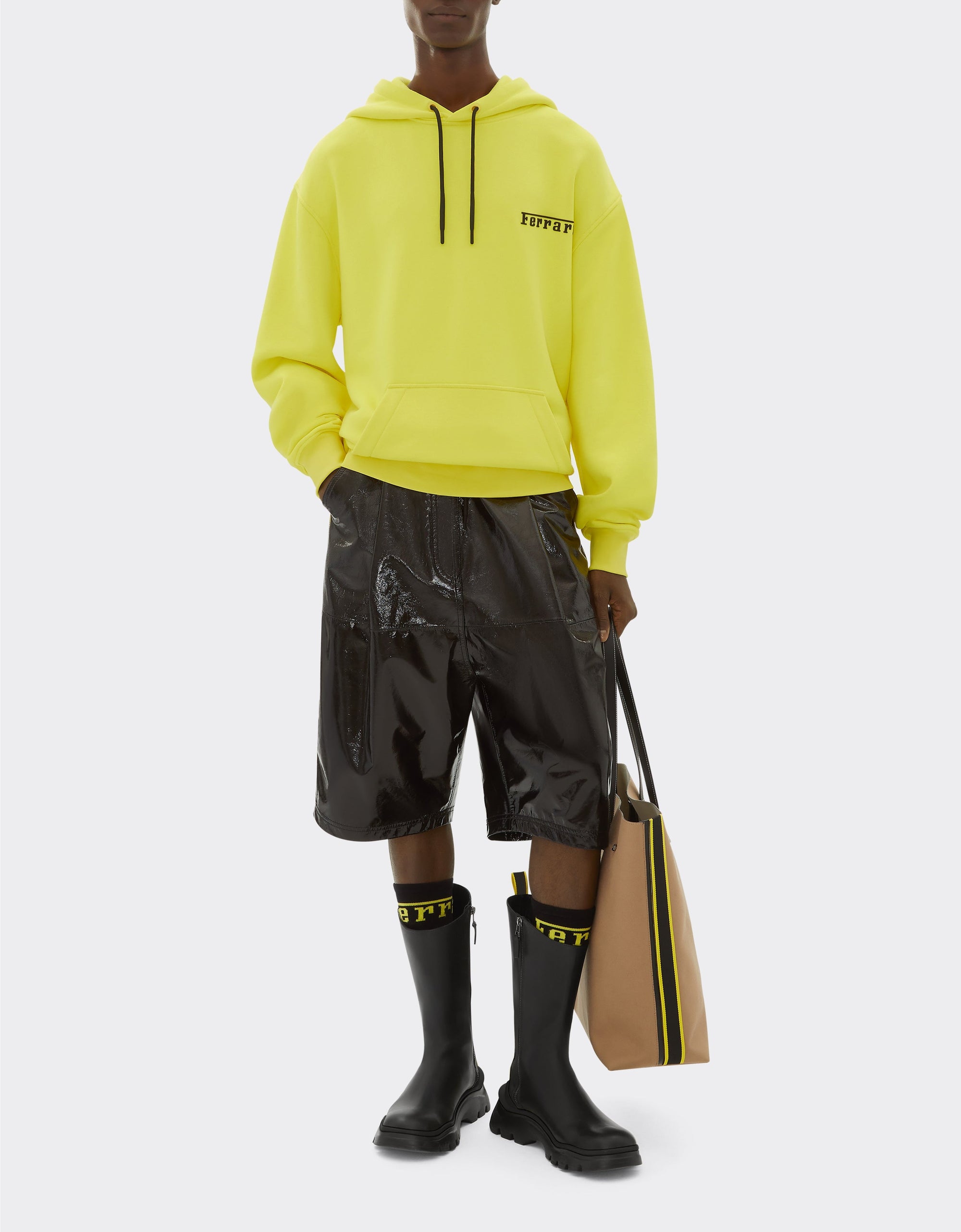 Hooded sweatshirt with Ferrari logo - Giallo Modena