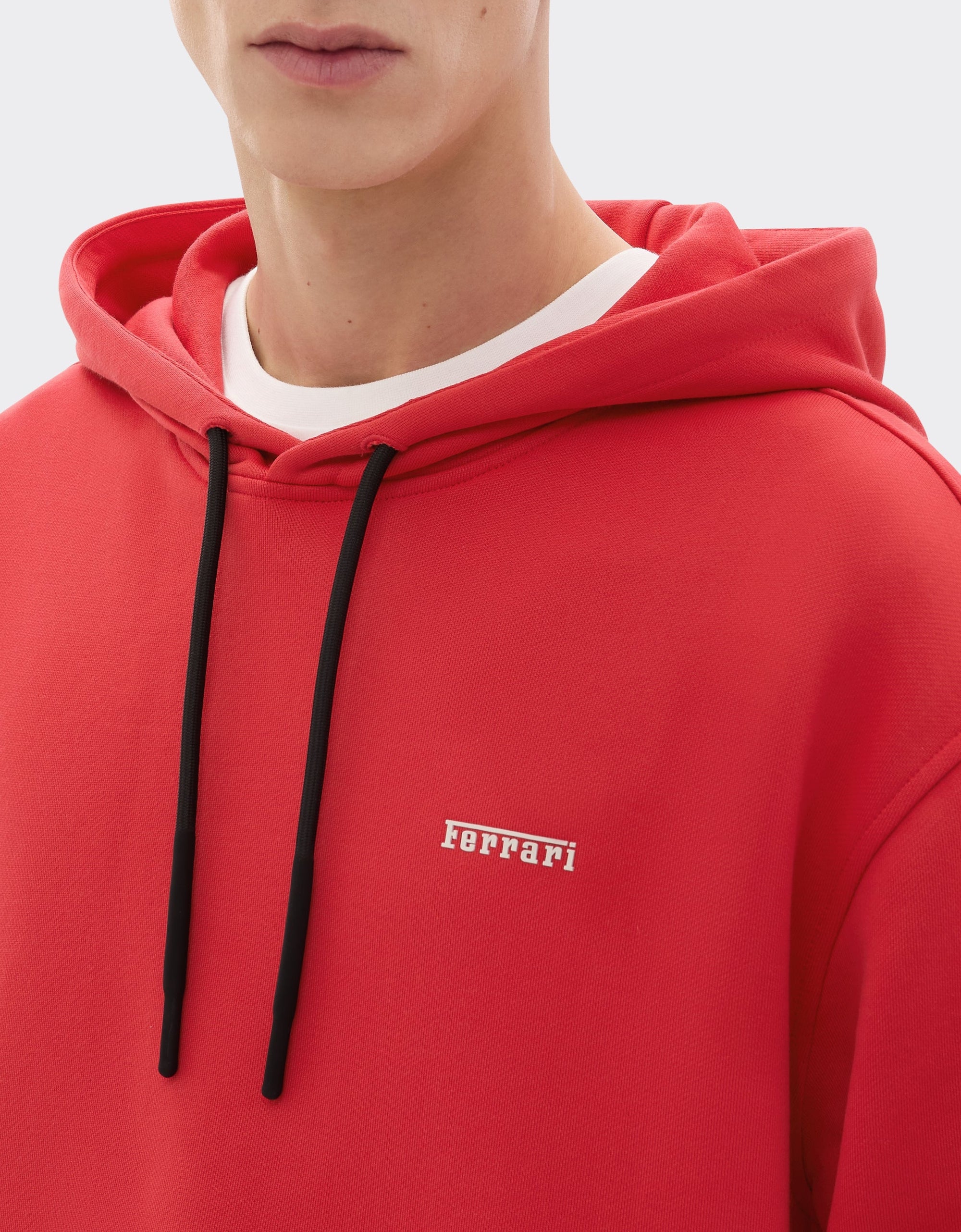Sweat-shirt à capuche avec logo Ferrari - Rosso Corsa