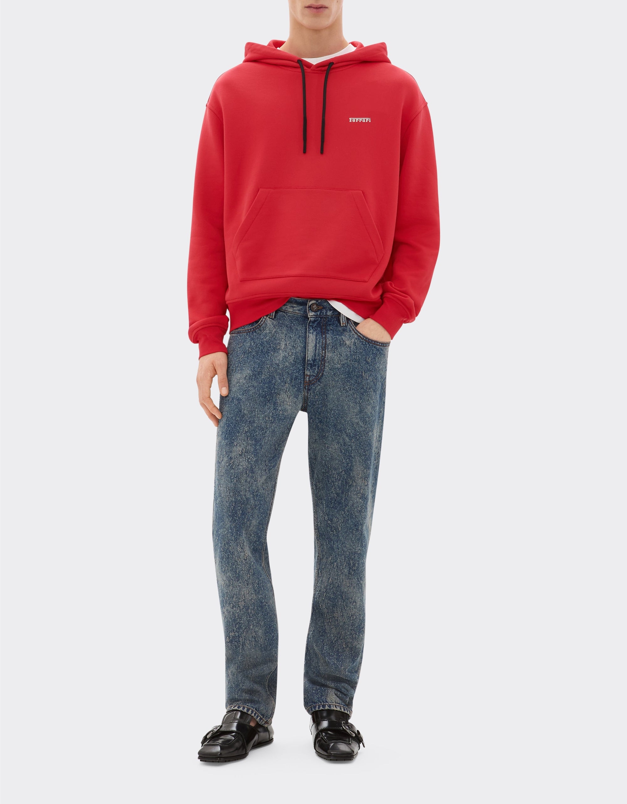 Sweat-shirt à capuche avec logo Ferrari - Rosso Corsa
