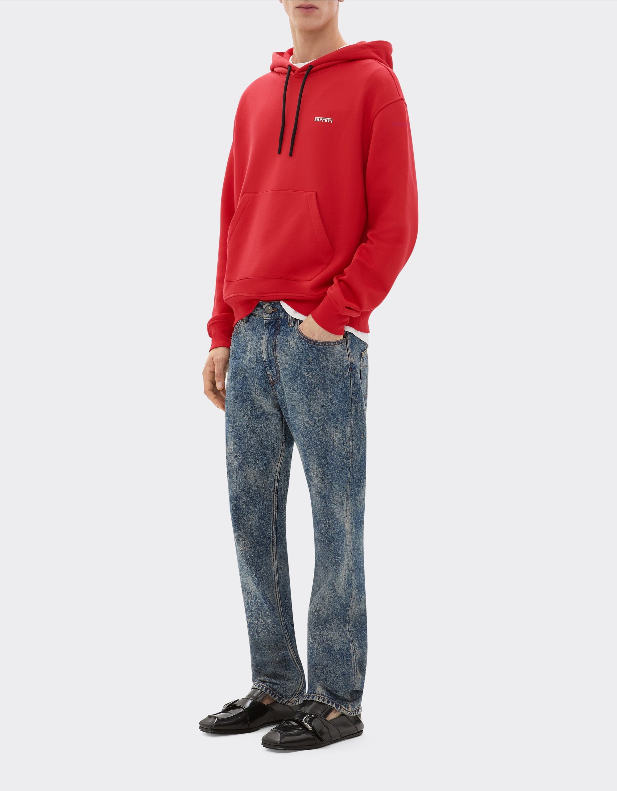 Sweat-shirt à capuche avec logo Ferrari - Rosso Corsa