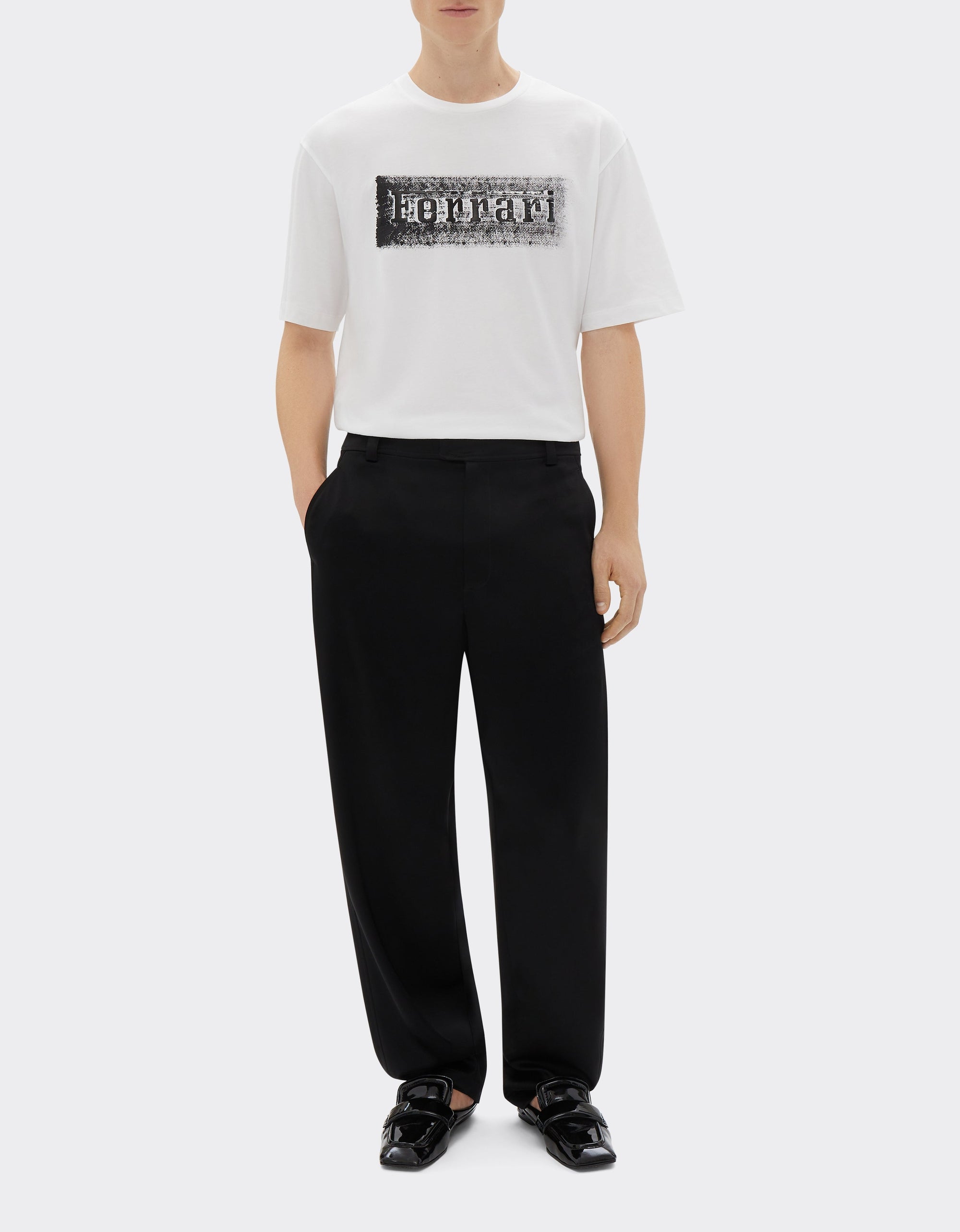 T-shirt avec imprimé logo Ferrari - Bianco