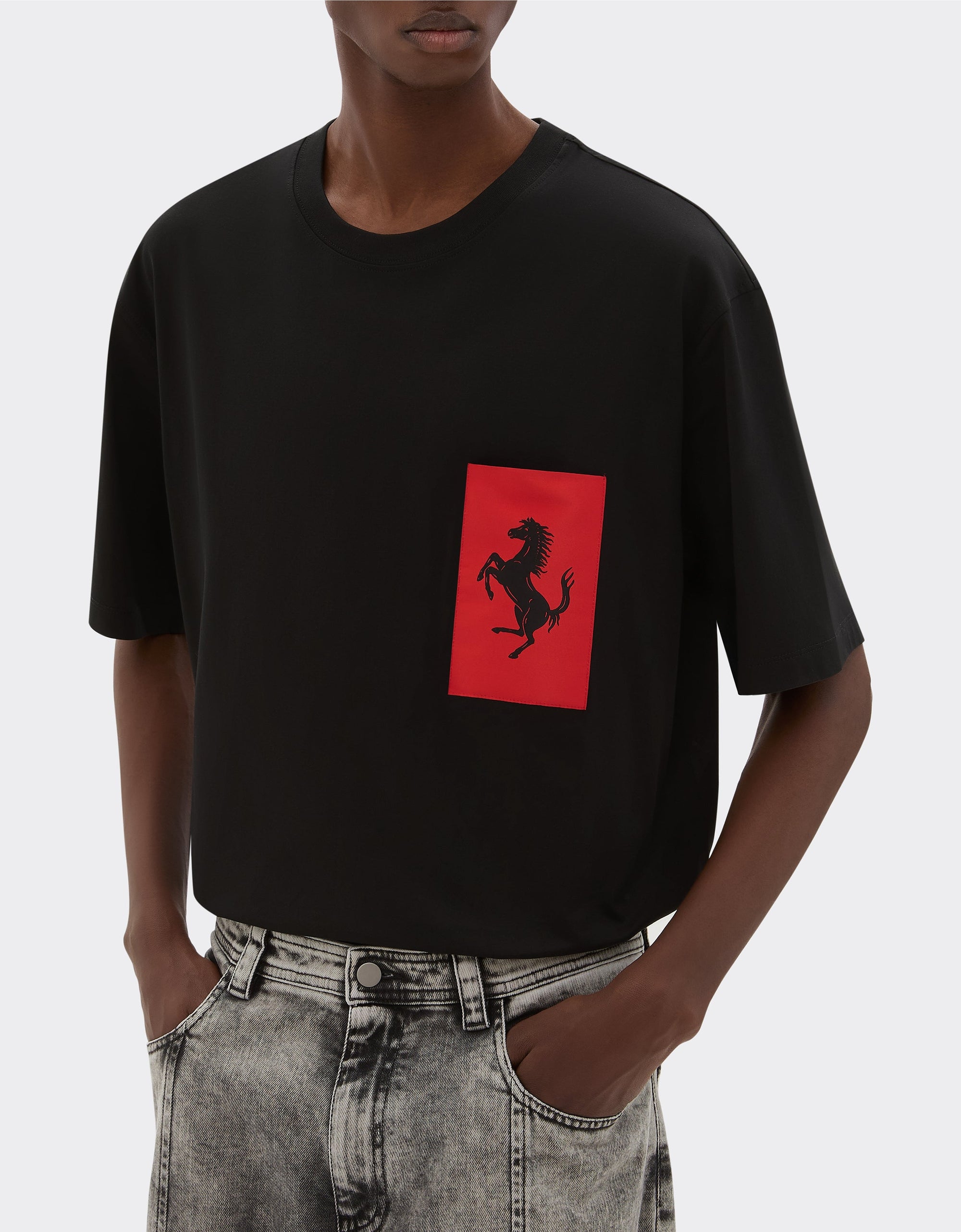 T-shirt avec poche Cheval cabré - Nero