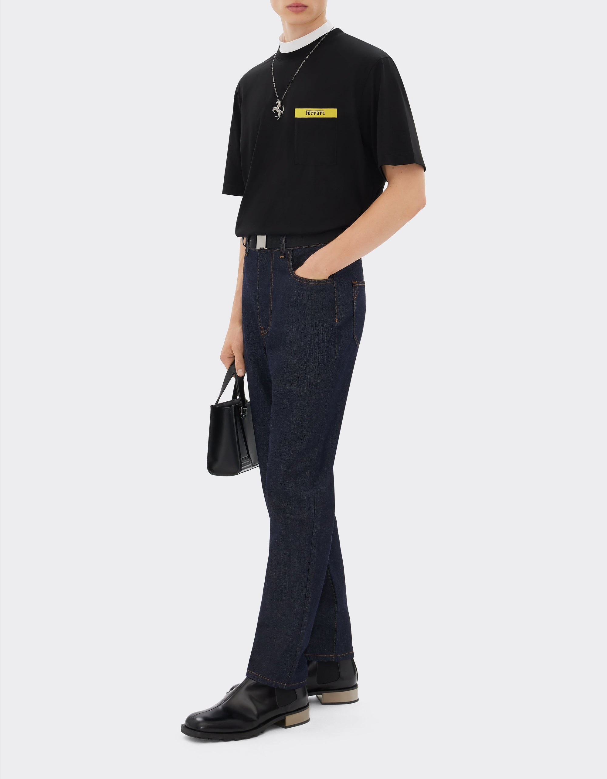 T-shirt avec élément contrastant - Nero