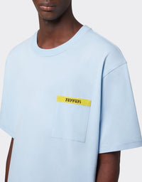 T-shirt avec élément contrastant - Azzurro