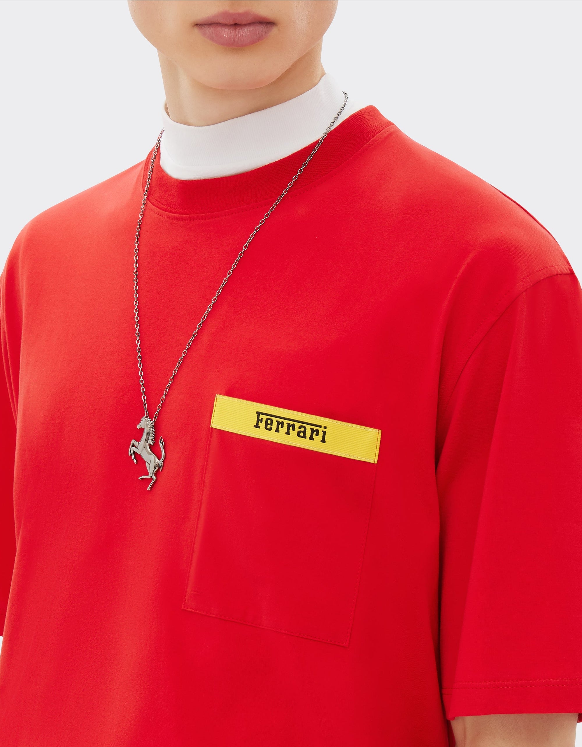 T-shirt with contrasting element - Rosso Corsa