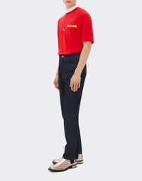 T-shirt with contrasting element - Rosso Corsa