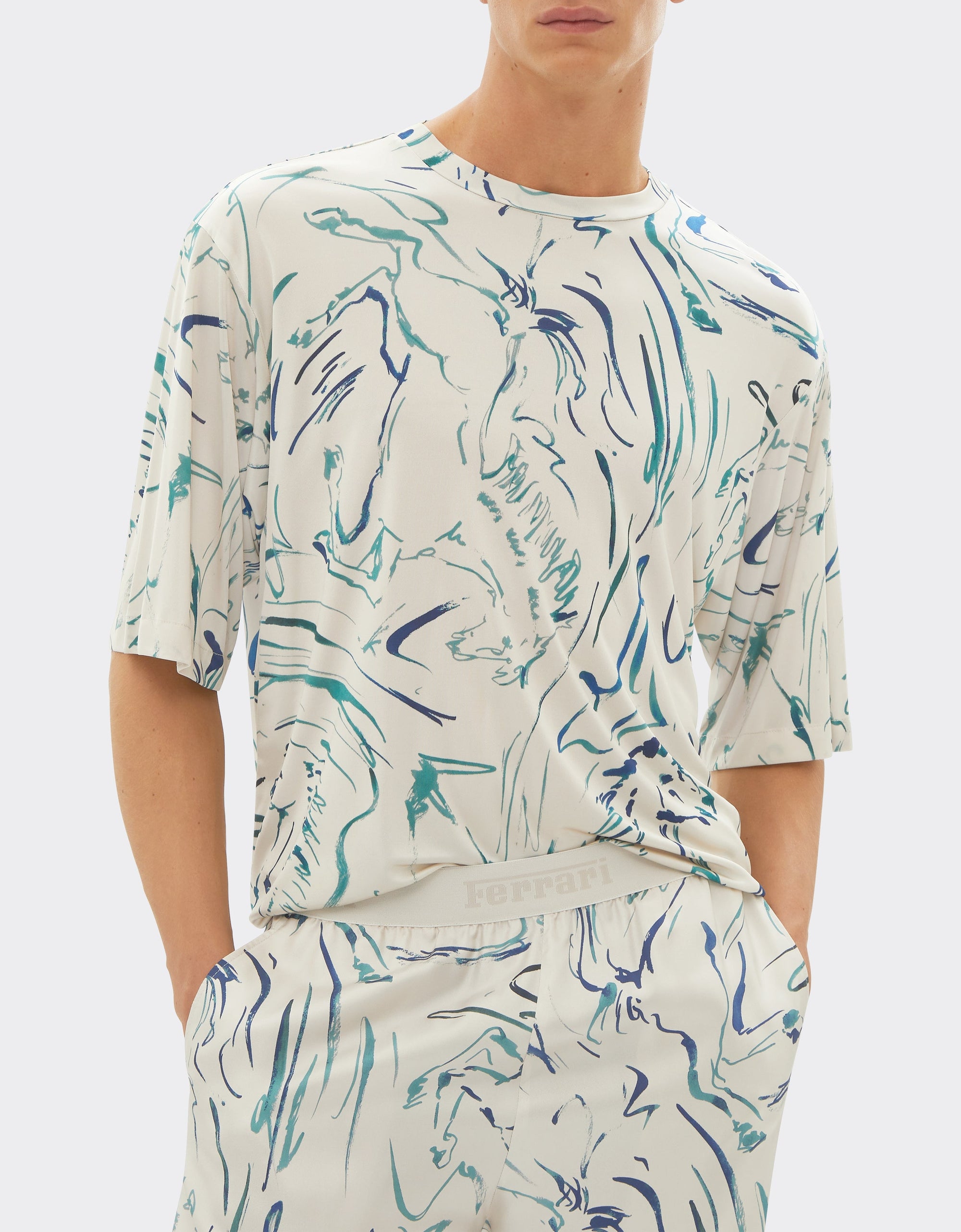 T-shirt avec imprimé Cavallino - Ecru