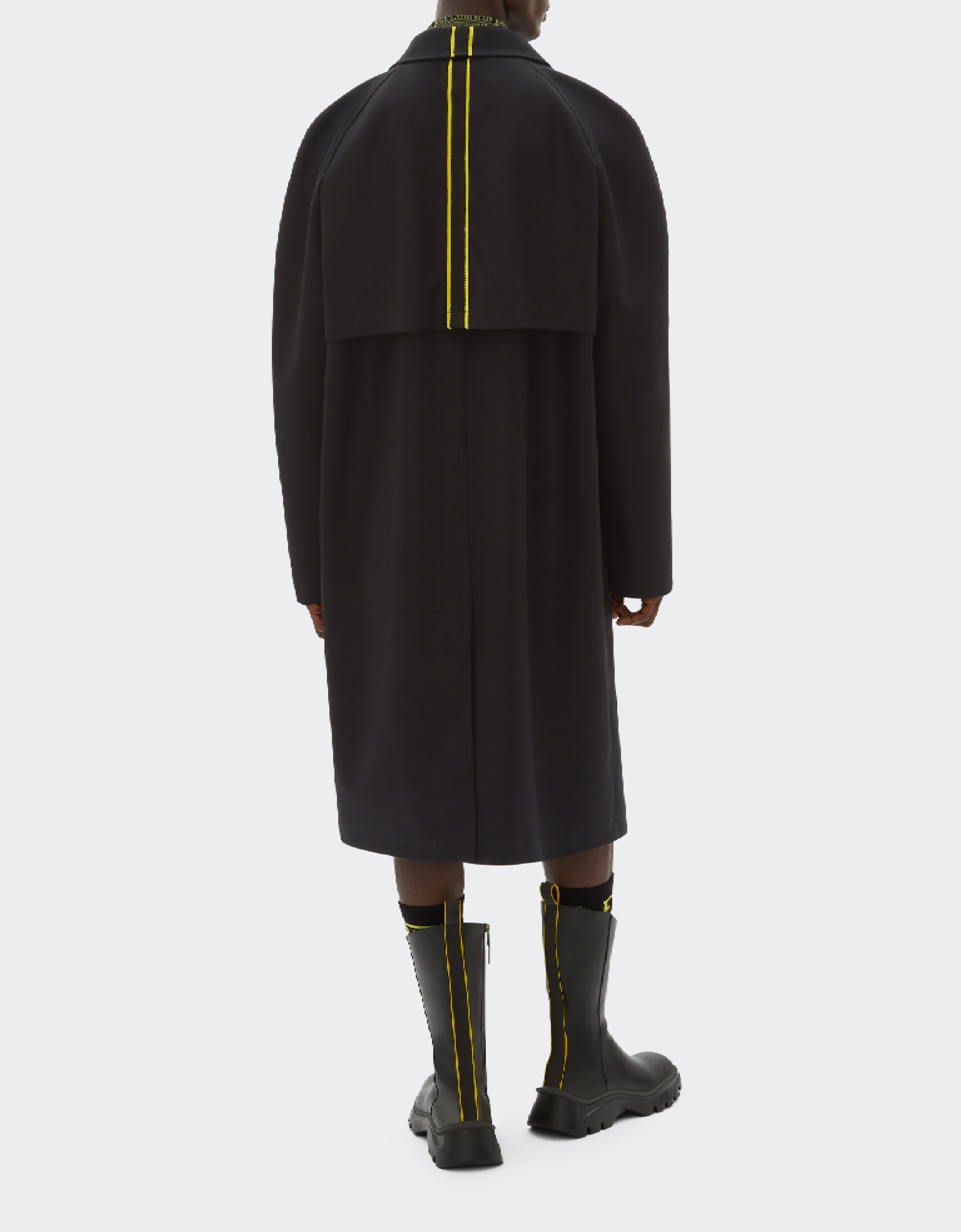 Veste imperméable mi-longue en laine - Nero